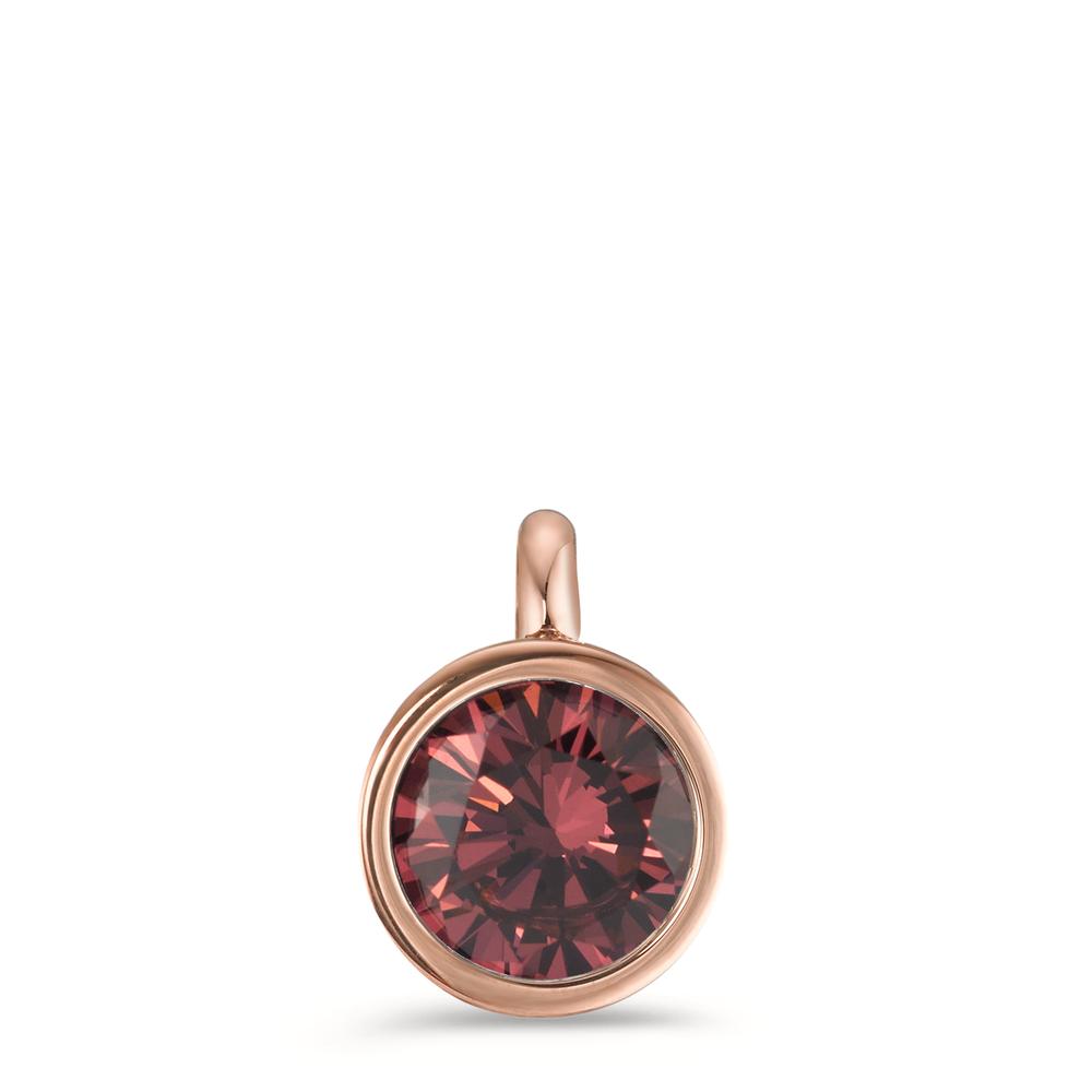 Charm-Anhänger Joy Roségold aus Edelstahl und Scarlet Red Zirkonia, Ø9.5mm