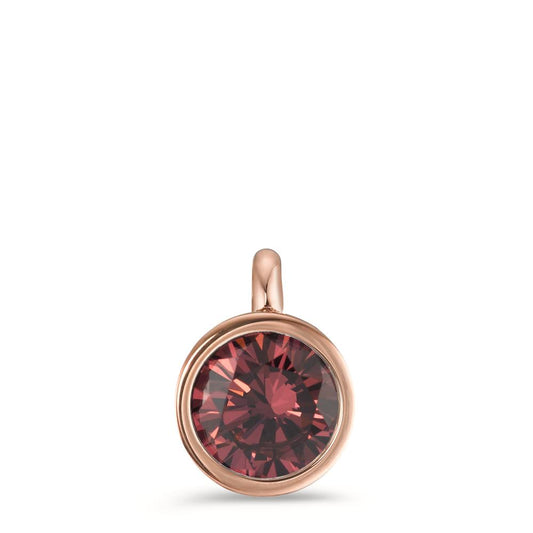 Charm-Anhänger Joy Roségold aus Edelstahl und Scarlet Red Zirkonia, Ø9.5mm