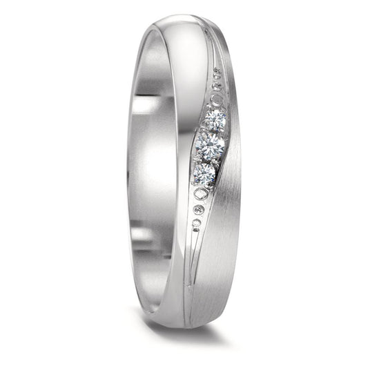 Partnerring Edelstahl Diamant 0.036 ct, 3 Steine, w-si