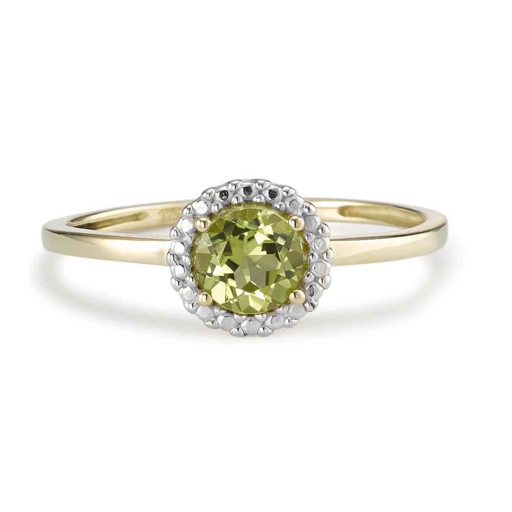 Fingerring 375/9 K Gelbgold Peridot grün bicolor Ø7 mm