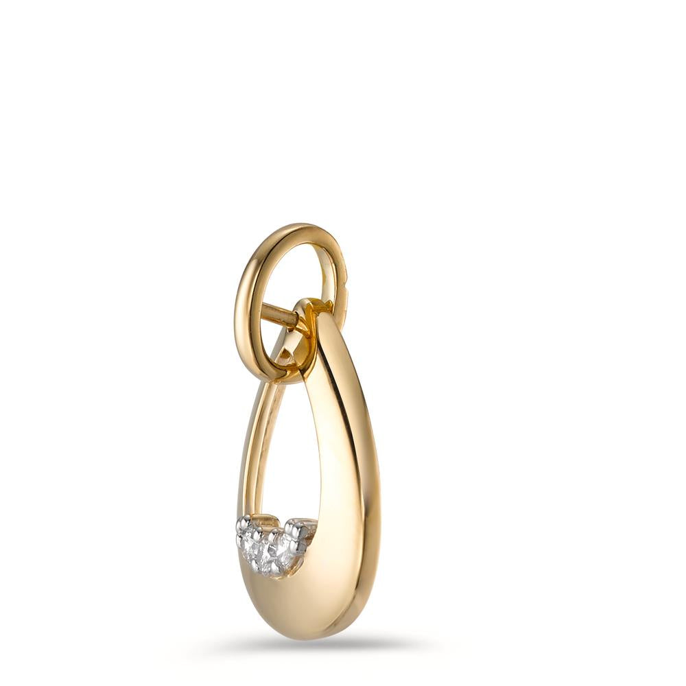 Anhänger 750/18 K Gelbgold Diamant 0.05 ct, 3 Steine, Brillantschliff, w-si bicolor