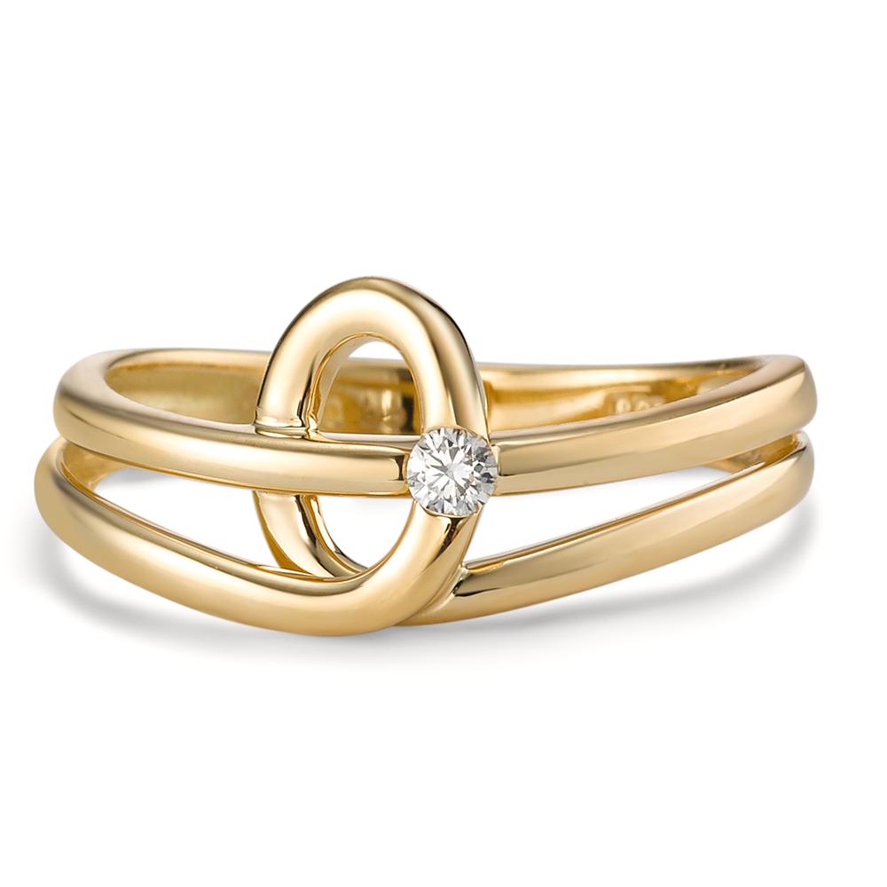 Fingerring 750/18 K Gelbgold Diamant 0.05 ct, Brillantschliff, w-si