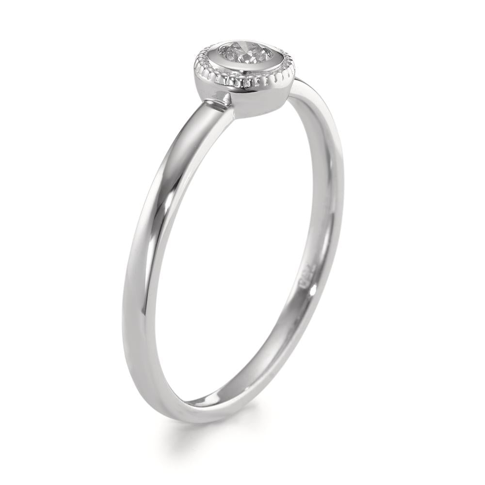 Solitär Ring 750/18 K Weissgold Diamant 0.10 ct, Brillantschliff, w-si