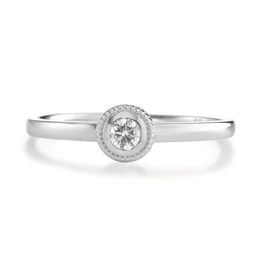 Solitär Ring 750/18 K Weissgold Diamant 0.10 ct, Brillantschliff, w-si