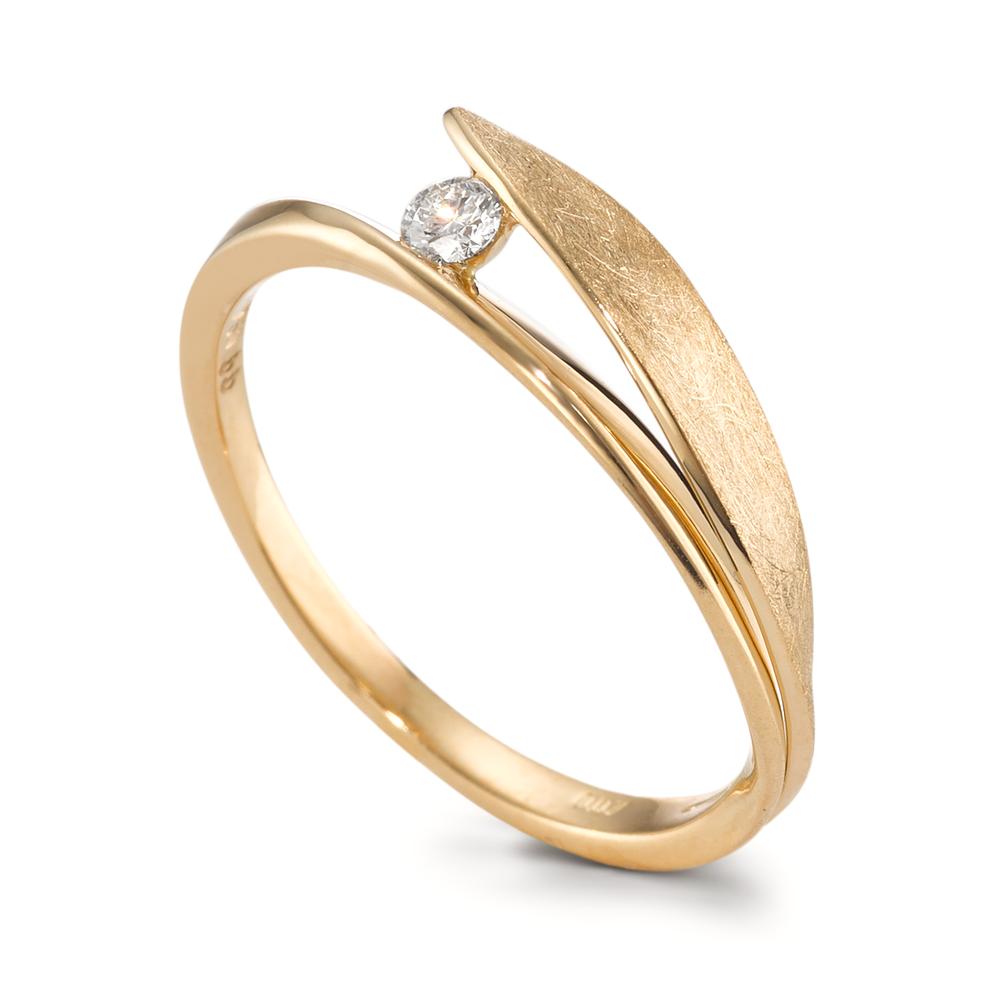 Fingerring 750/18 K Gelbgold Diamant 0.07 ct, Brillantschliff, w-si