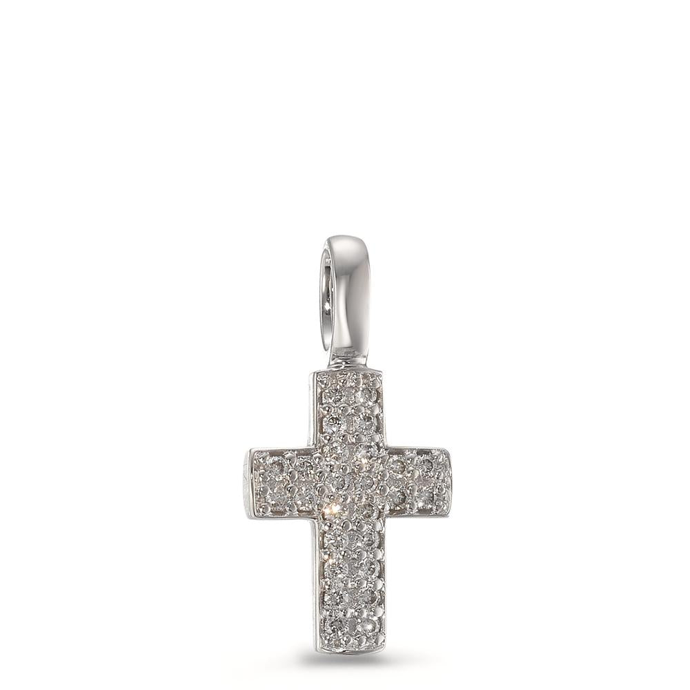 Anhänger 750/18 K Weissgold Diamant 0.08 ct, 26 Steine, Brillantschliff, w-si Kreuz