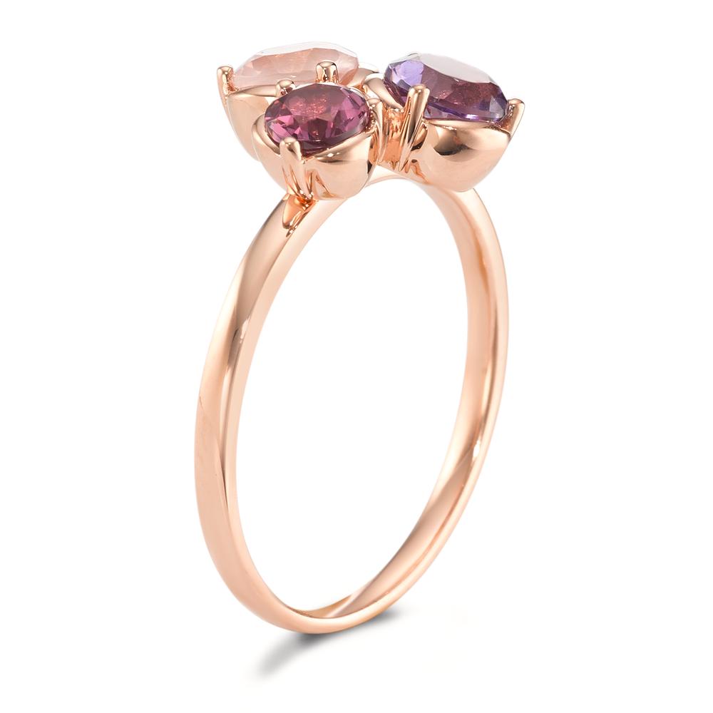 Fingerring 750/18 K Rotgold Amethyst 3 Steine