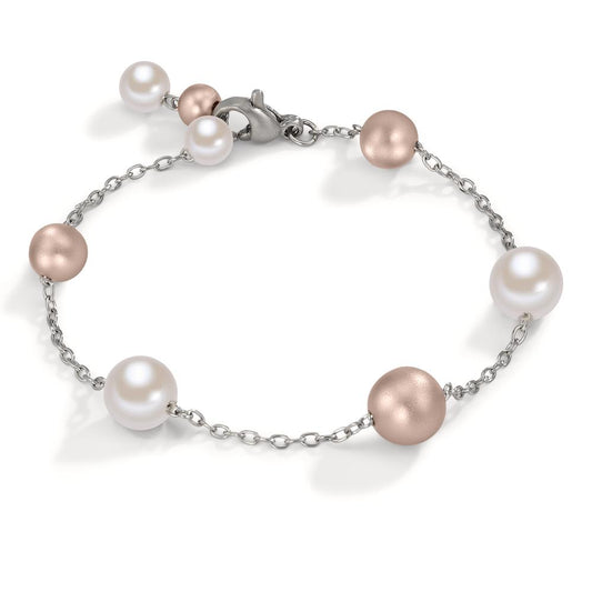 Armkette Arya Edelstahl mit Light Rosé Aluminium Pearls und Muschelperlen verstellbar