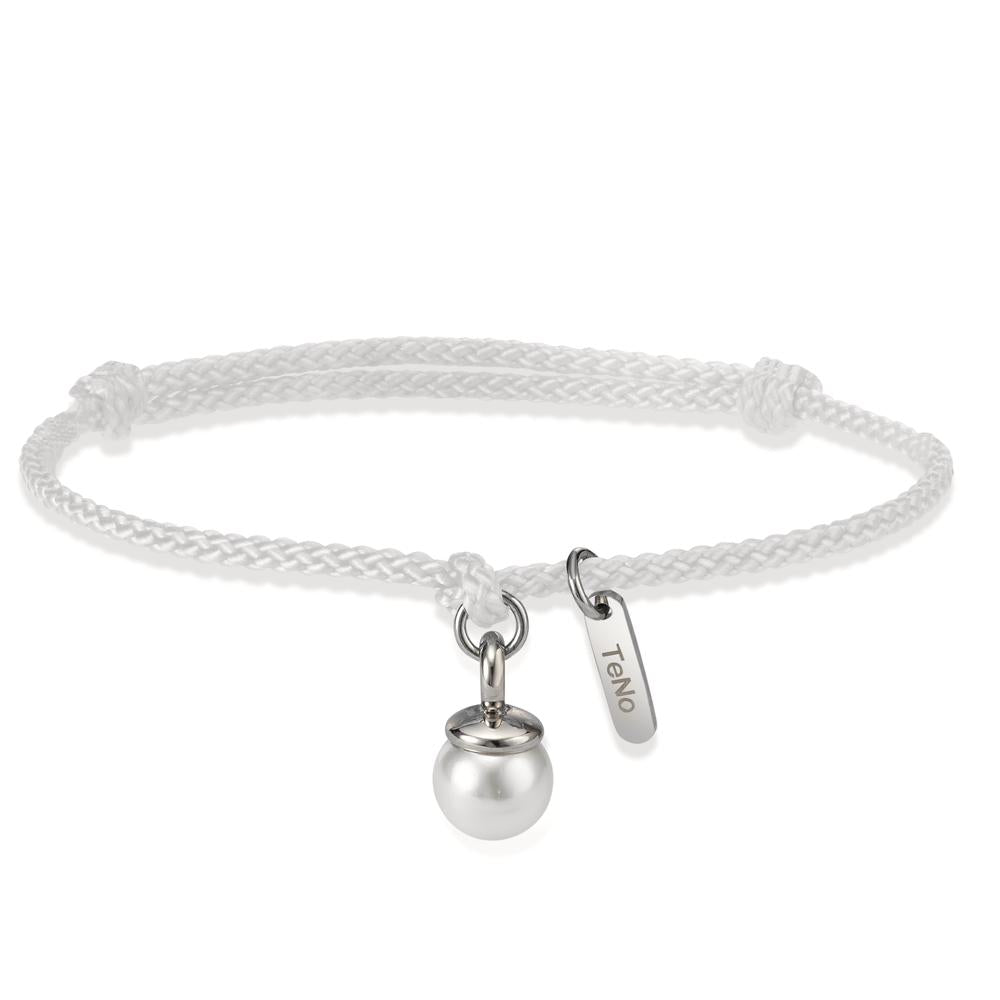 Pearl Drop Armband Arya - Weiss- Edelstahl mit Muschelperle Ø7 mm verstellbar