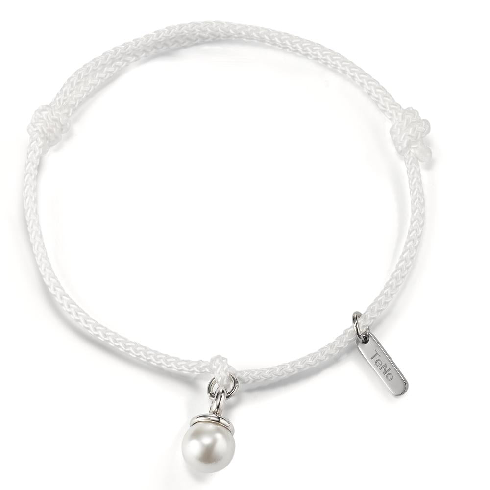 Pearl Drop Armband Arya - Weiss- Edelstahl mit Muschelperle Ø7 mm verstellbar