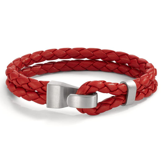 Lederarmband VADINO Pepper Red, Knebelverschluss aus Edelstahl