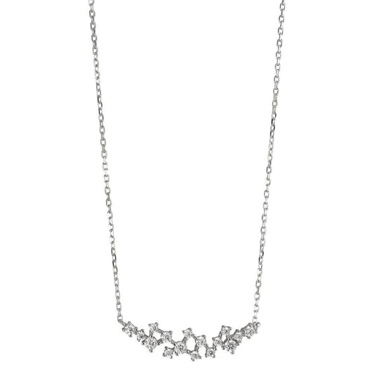 Collier Silber Zirkonia weiss, 16 Steine rhodiniert verstellbar