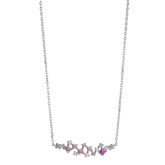 Collier Silber Zirkonia rosa, 16 Steine rhodiniert verstellbar