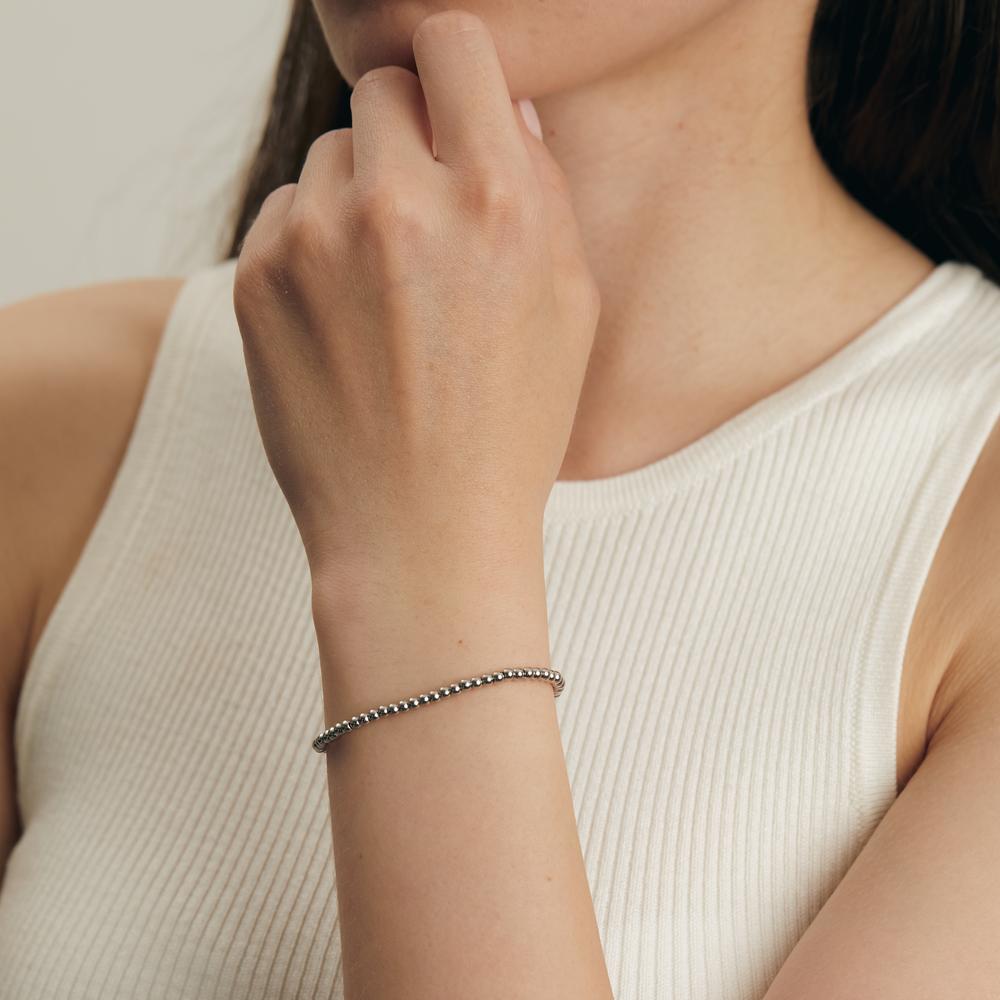 Armband Bola aus glänzenden Edelstahlkugeln Ø3mm, 17,5- 19,5cm verstellbar