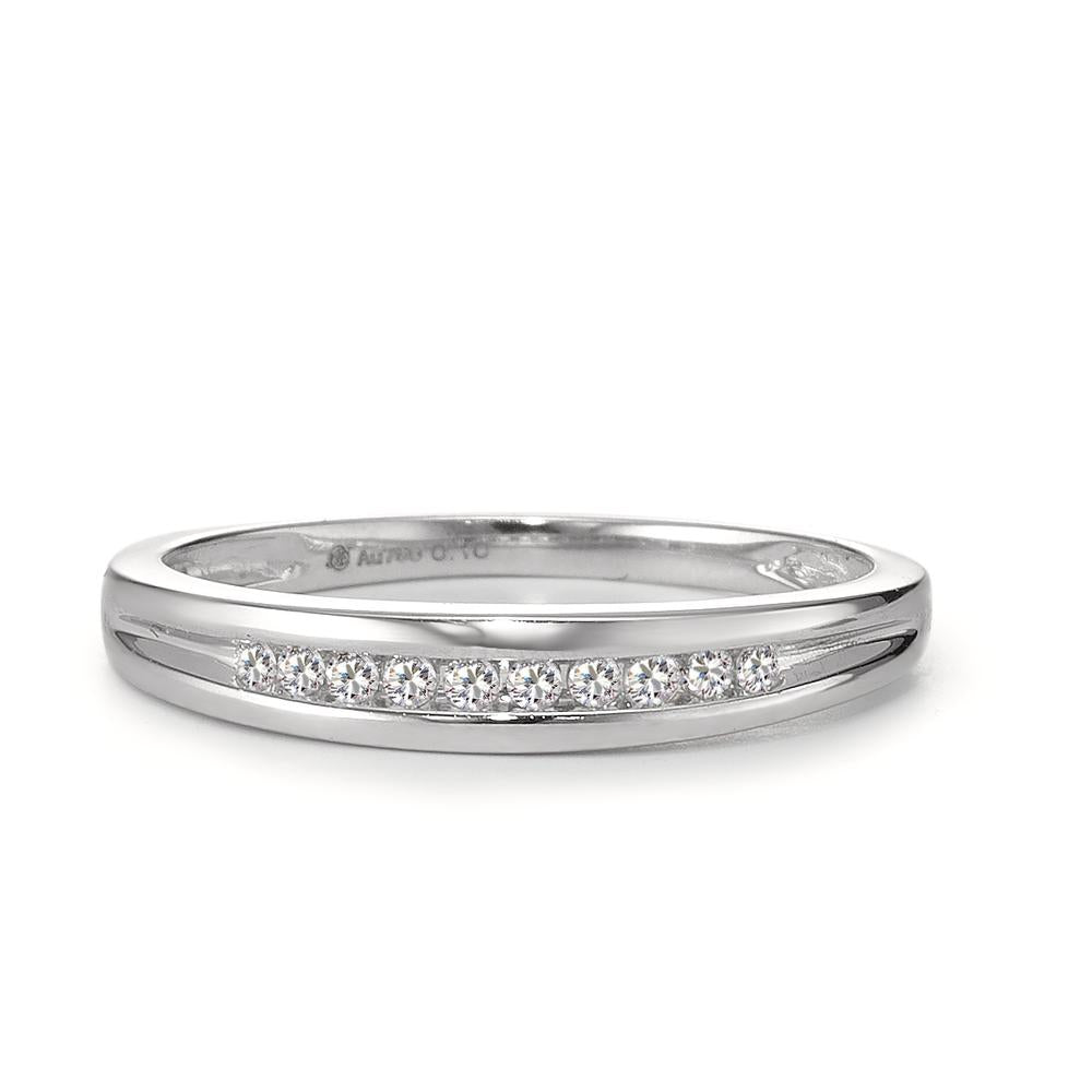 Memory Ring 750/18 K Weissgold Diamant 0.10 ct, 10 Steine, w-si