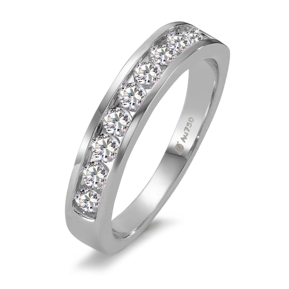 Memory Ring 750/18 K Weissgold Diamant 0.50 ct, 10 Steine, w-si