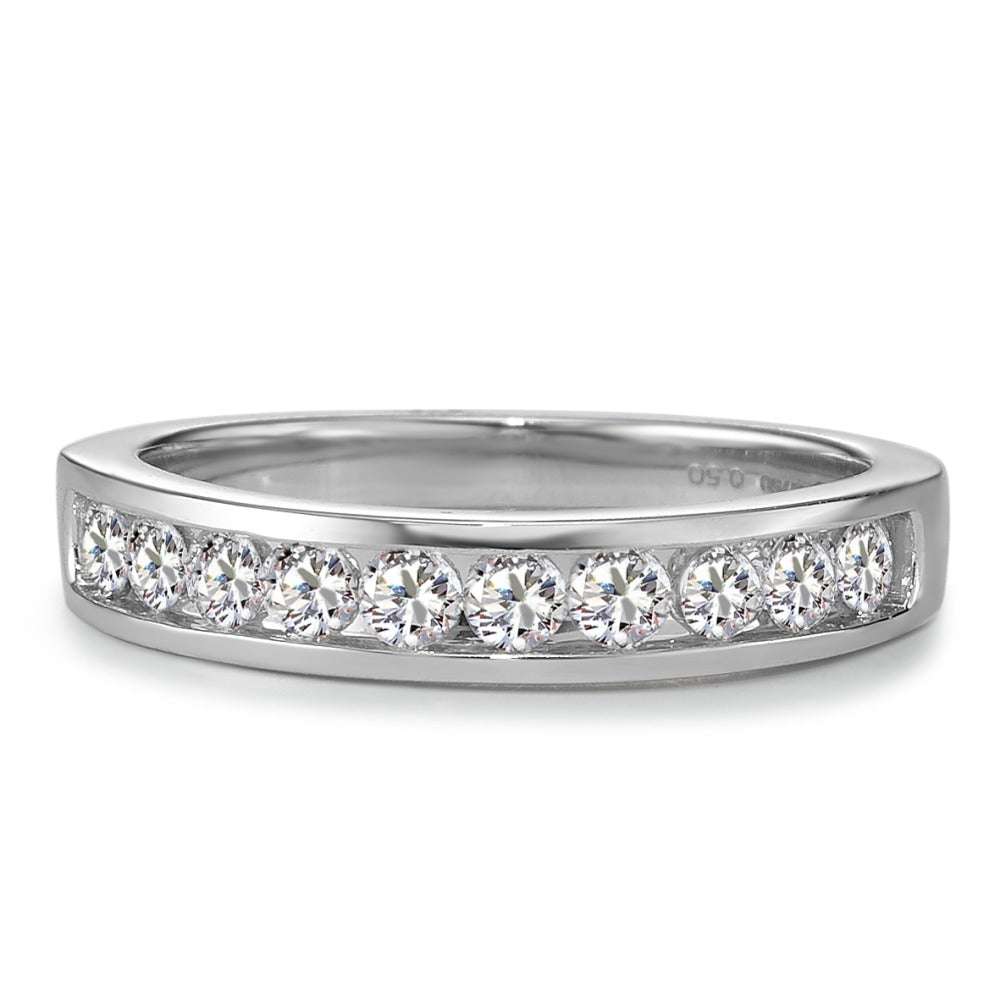 Memory Ring 750/18 K Weissgold Diamant 0.50 ct, 10 Steine, w-si