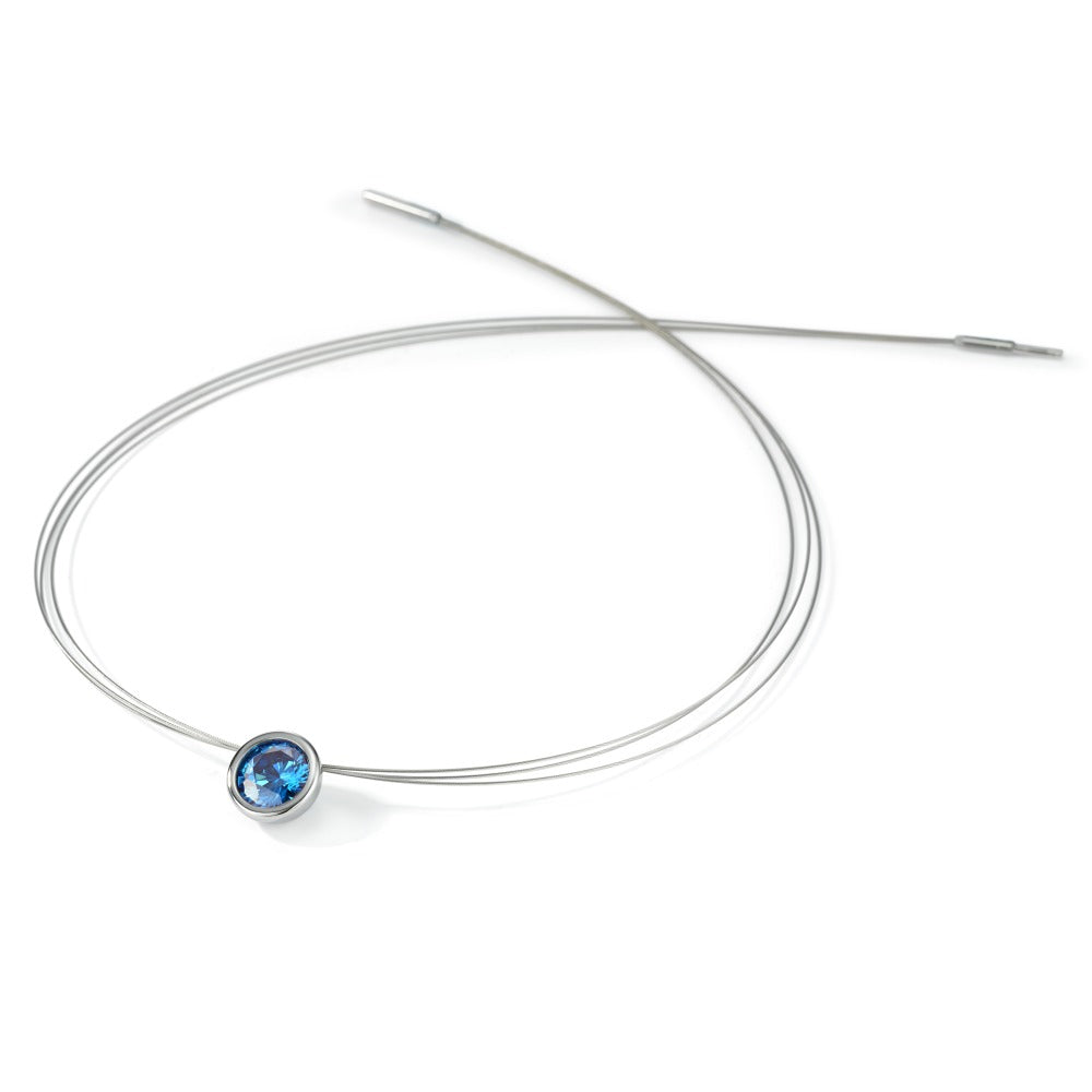 Halsreif Joy Edelstahl mit Sky Blue Zirkonia