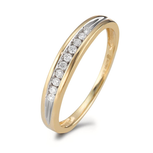 Fingerring 750/18 K Gelbgold Diamant 0.10 ct, 10 Steine, w-si