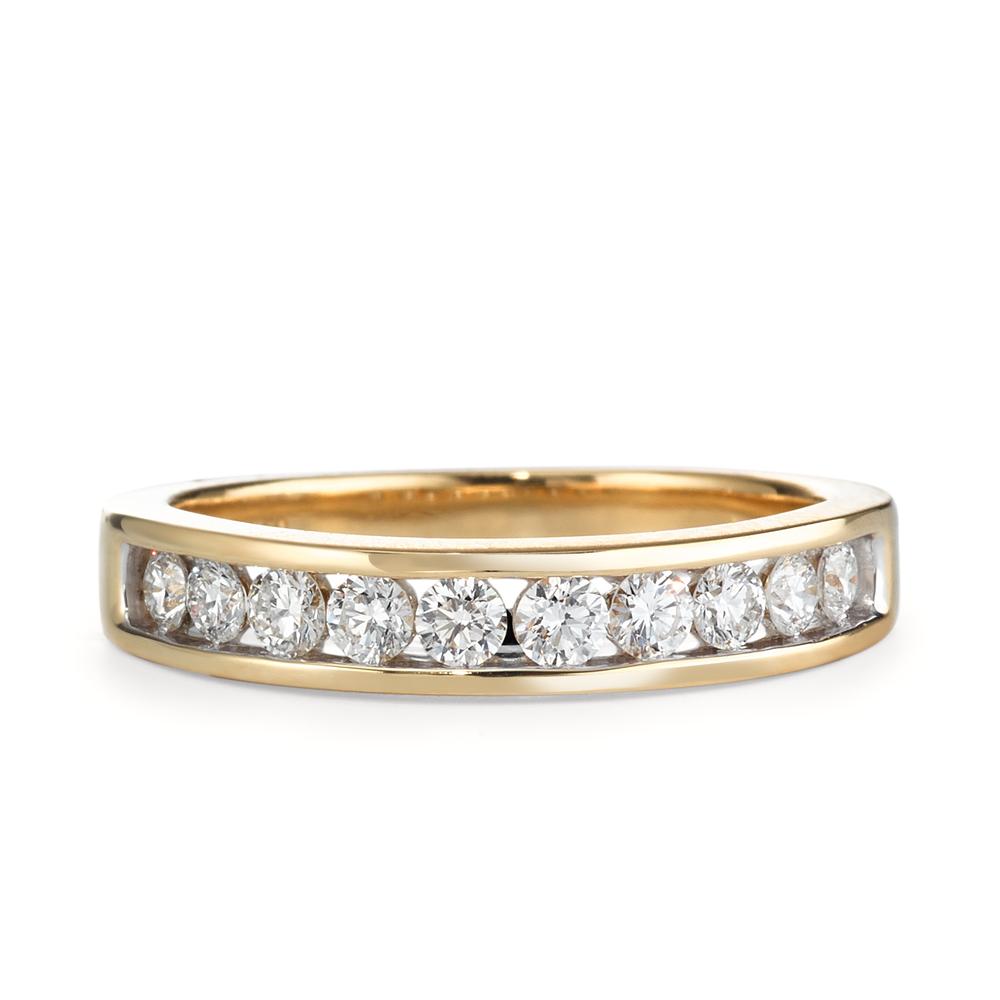 Fingerring 750/18 K Gelbgold Diamant 0.50 ct, 10 Steine, w-si