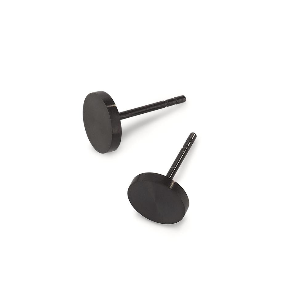 Ohrstecker Pura Black aus Edelstahl mit Comfort-Steckverschluss, Ø8mm