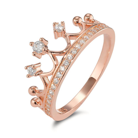 Fingerring Silber Zirkonia rosé vergoldet Krone