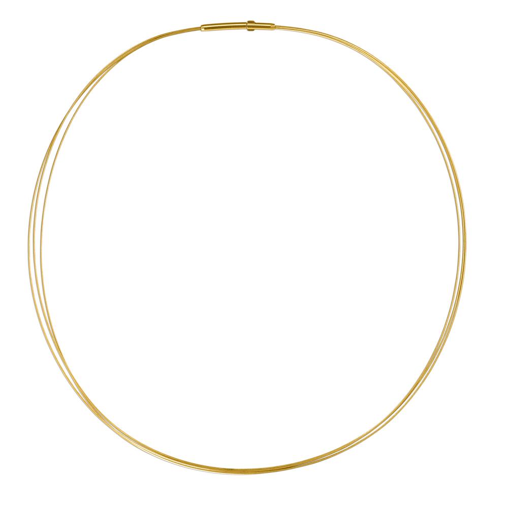 Seilcollier Aurely Gold aus Edelstahl 3-reihig mit Clipverschluss