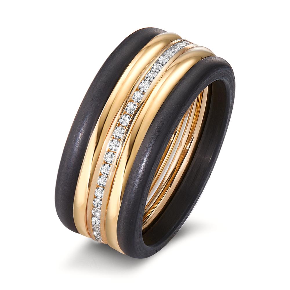 Memory Ring 750/18 K Gelbgold Diamant 0.25 ct, 50 Steine, w-si