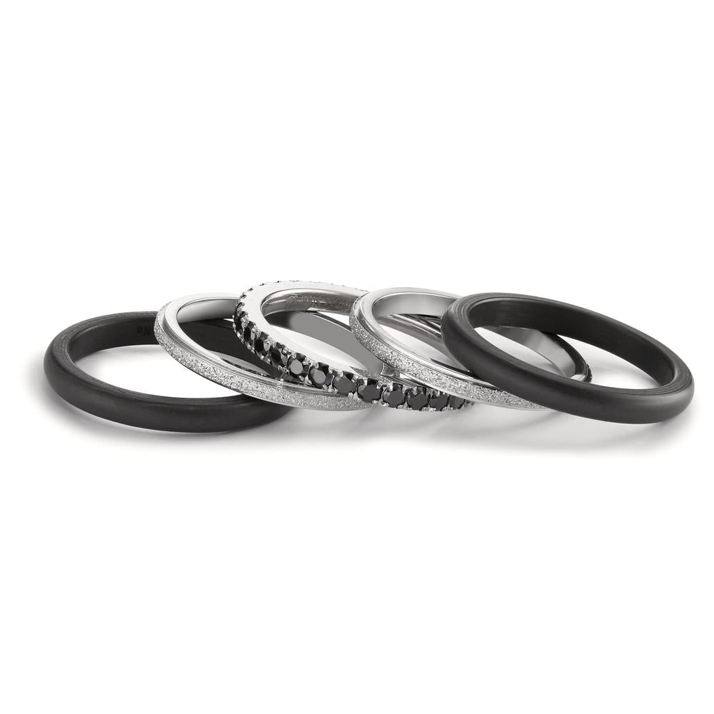 Memory Ring Edelstahl Zirkonia schwarz