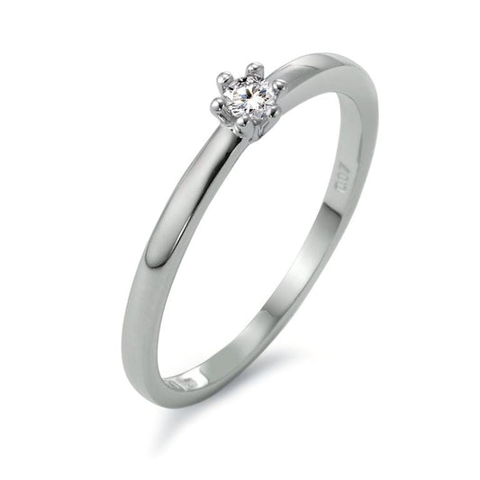 Solitär Ring 950 Platin Diamant weiss, 0.07 ct, Brillantschliff, w-si