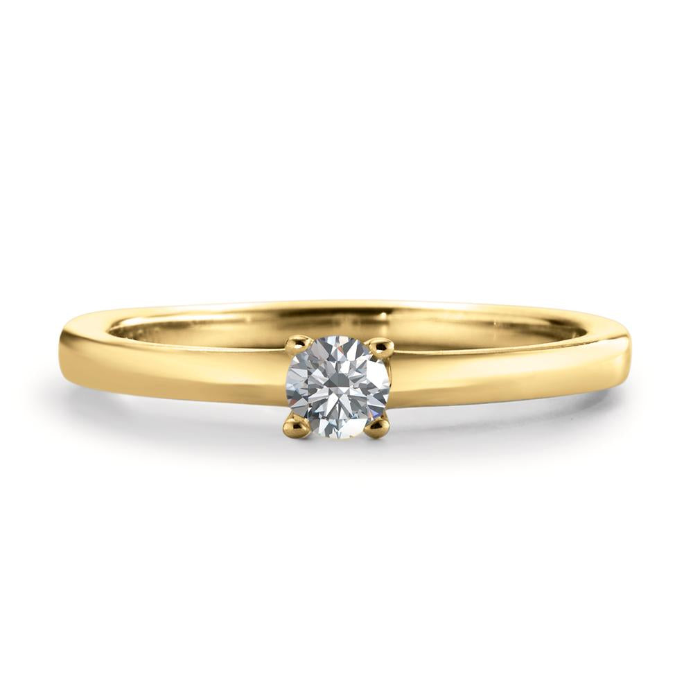 Solitär Ring 750/18 K Gelbgold Diamant weiss, 0.15 ct, Brillantschliff, w-si