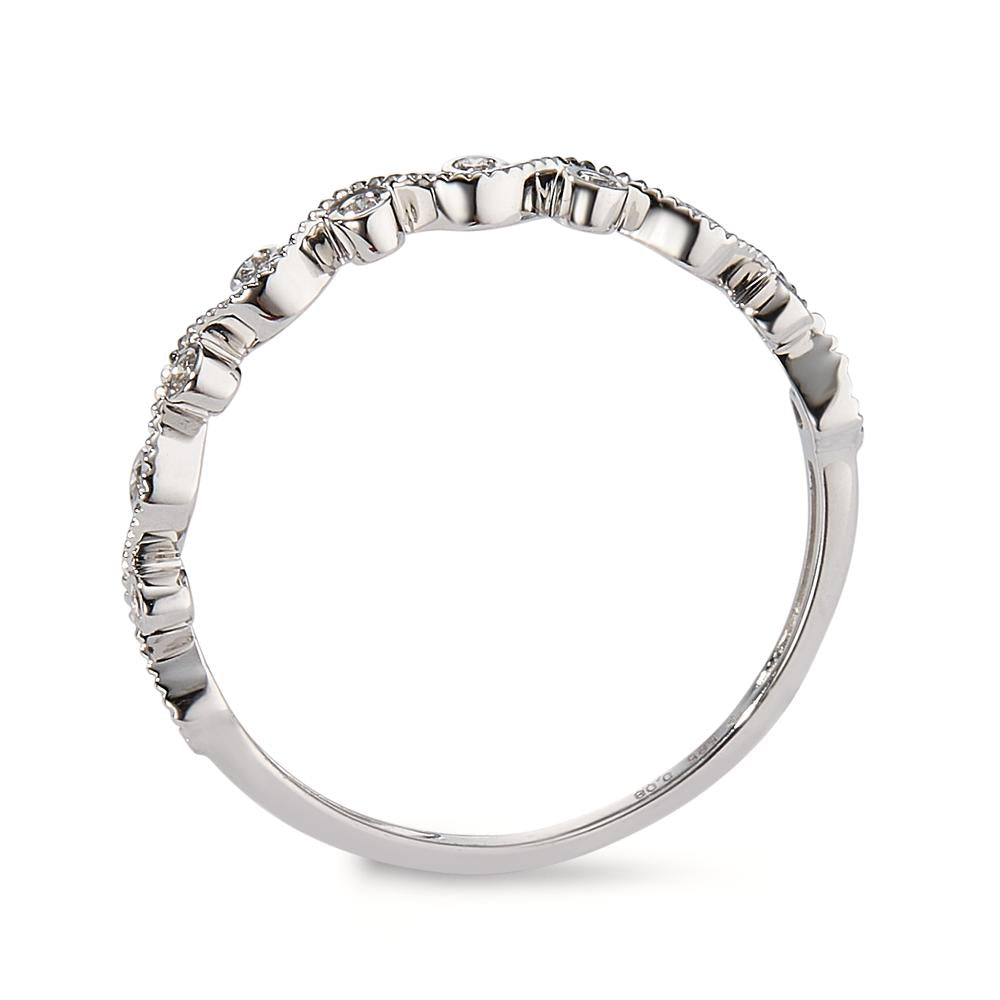 Fingerring 585/14 K Weissgold Diamant 0.08 ct, 11 Steine, w-si