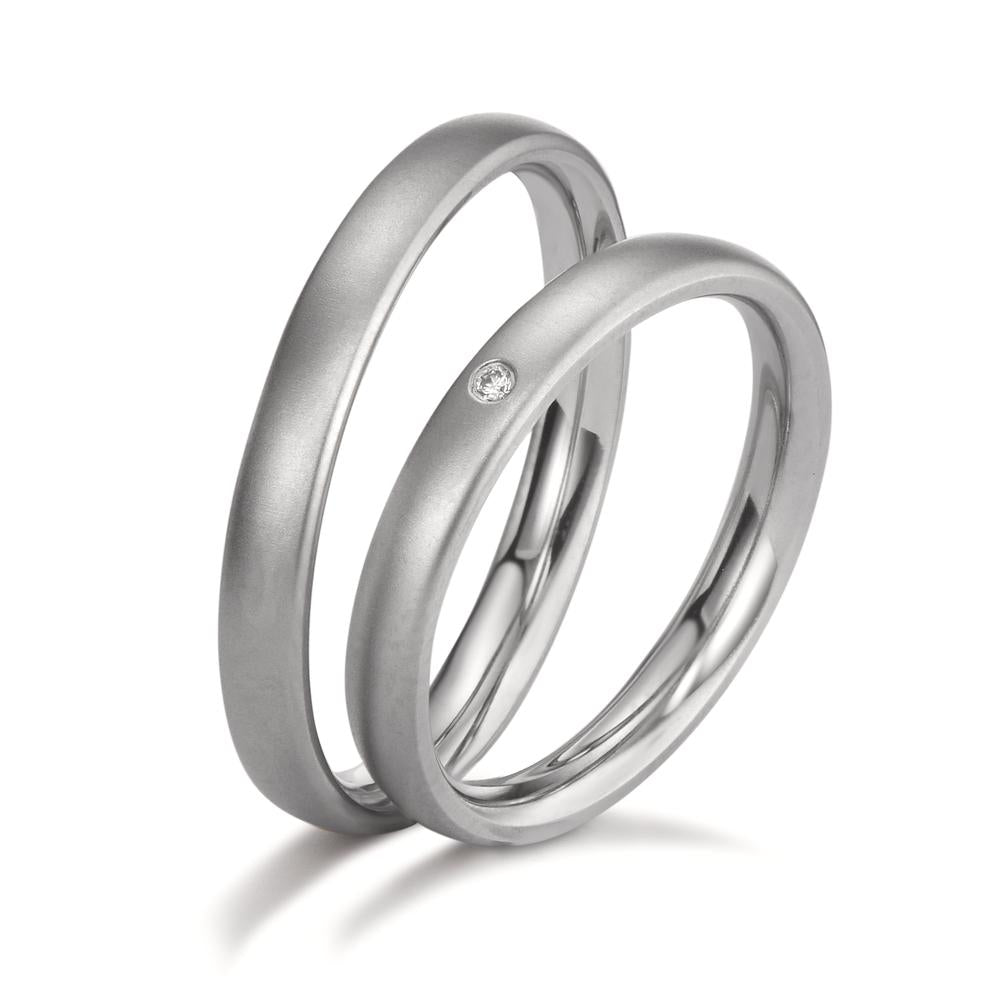 Partnerring Edelstahl Diamant 0.01 ct, w-si