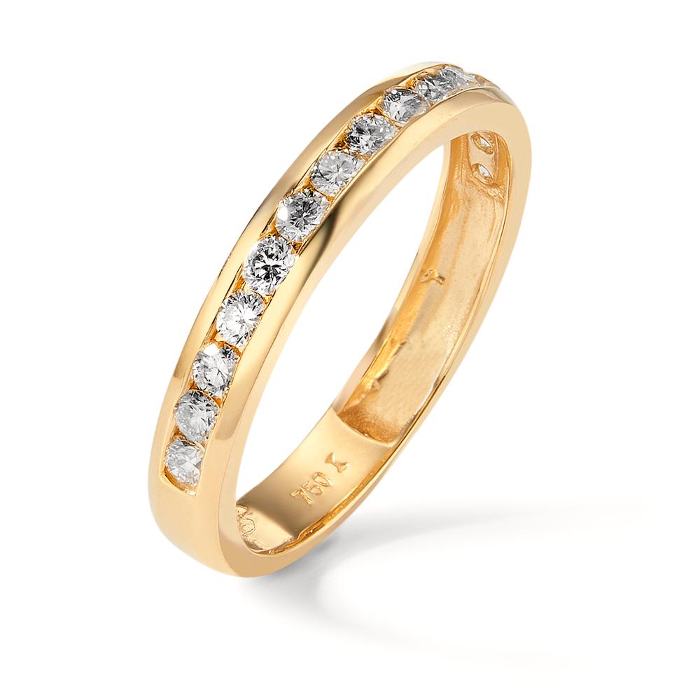 Memory Ring 750/18 K Gelbgold Diamant 0.50 ct, 15 Steine, w-si