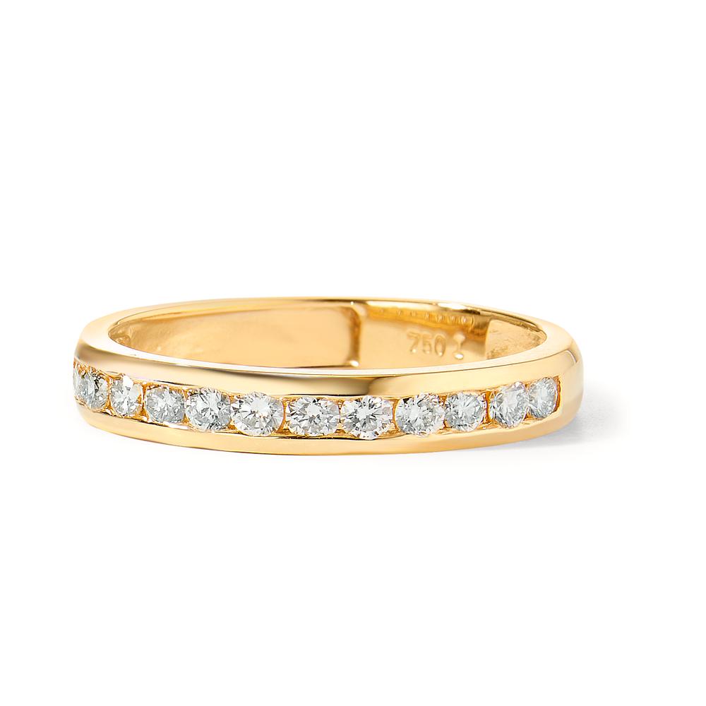 Memory Ring 750/18 K Gelbgold Diamant 0.50 ct, 15 Steine, w-si