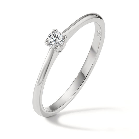 Solitär Ring 750/18 K Weissgold Diamant 0.10 ct, w-si