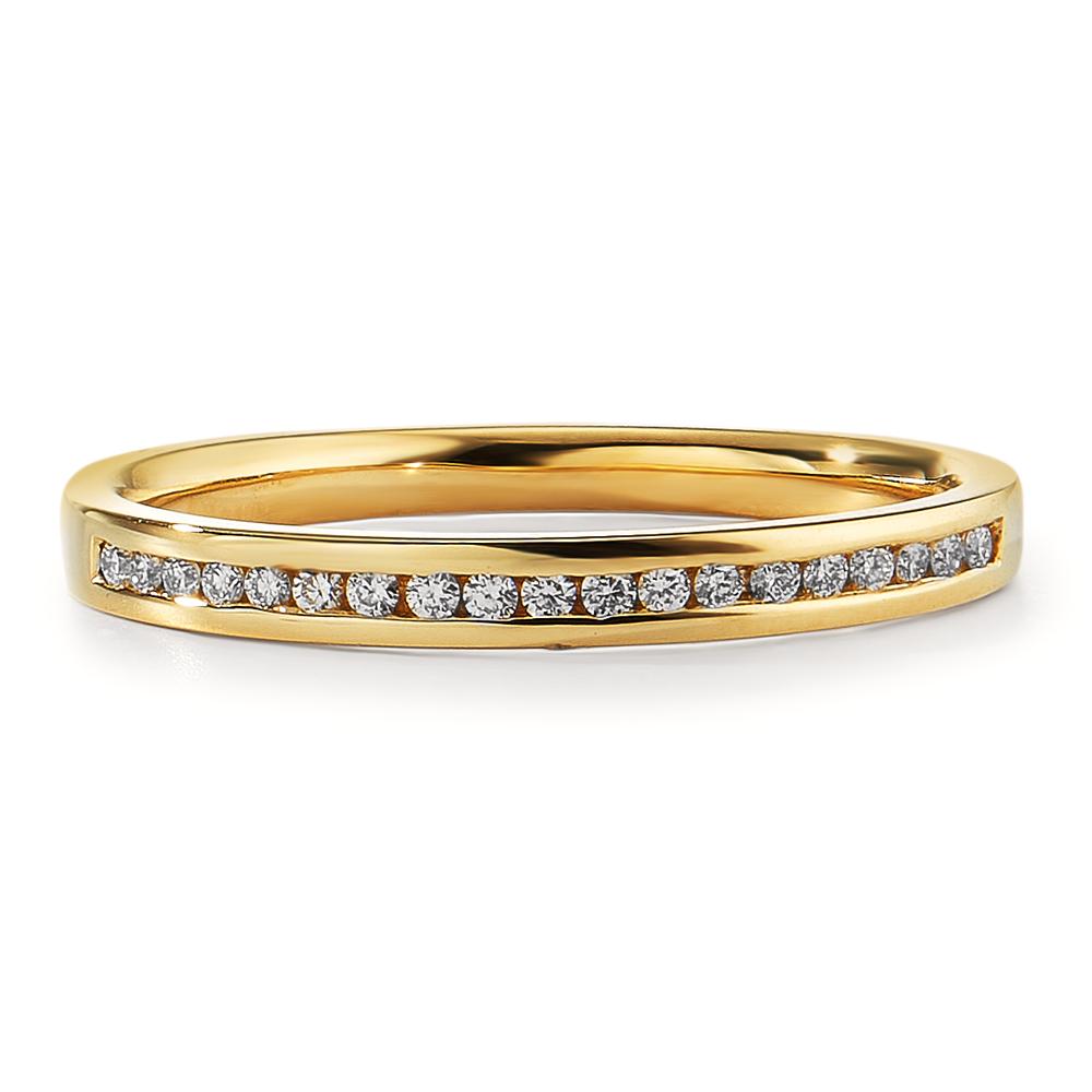 Memory Ring 750/18 K Gelbgold Diamant 0.09 ct, 19 Steine, w-si