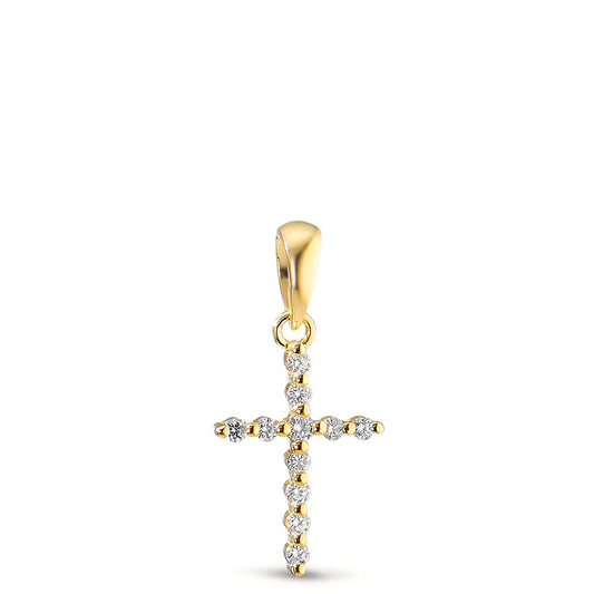 Anhänger 750/18 K Gelbgold Diamant 0.05 ct, 11 Steine, w-si Kreuz