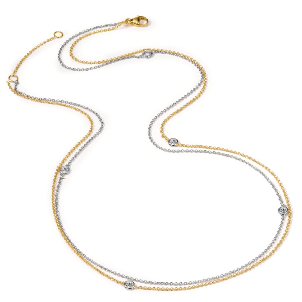 Collier 750/18 K Weissgold, 750/18 K Gelbgold Diamant 0.16 ct, 5 Steine, w-si verstellbar