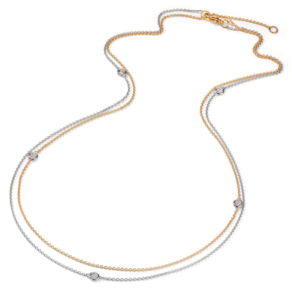 Collier 375/9 K Gelbgold, 375/9 K Weissgold Zirkonia 5 Steine verstellbar