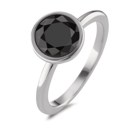 Fingerring Edelstahl Zirkonia schwarz Ø9.5 mm