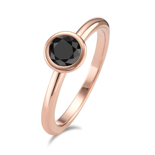 Fingerring Edelstahl Zirkonia schwarz rosé IP beschichtet Ø7 mm