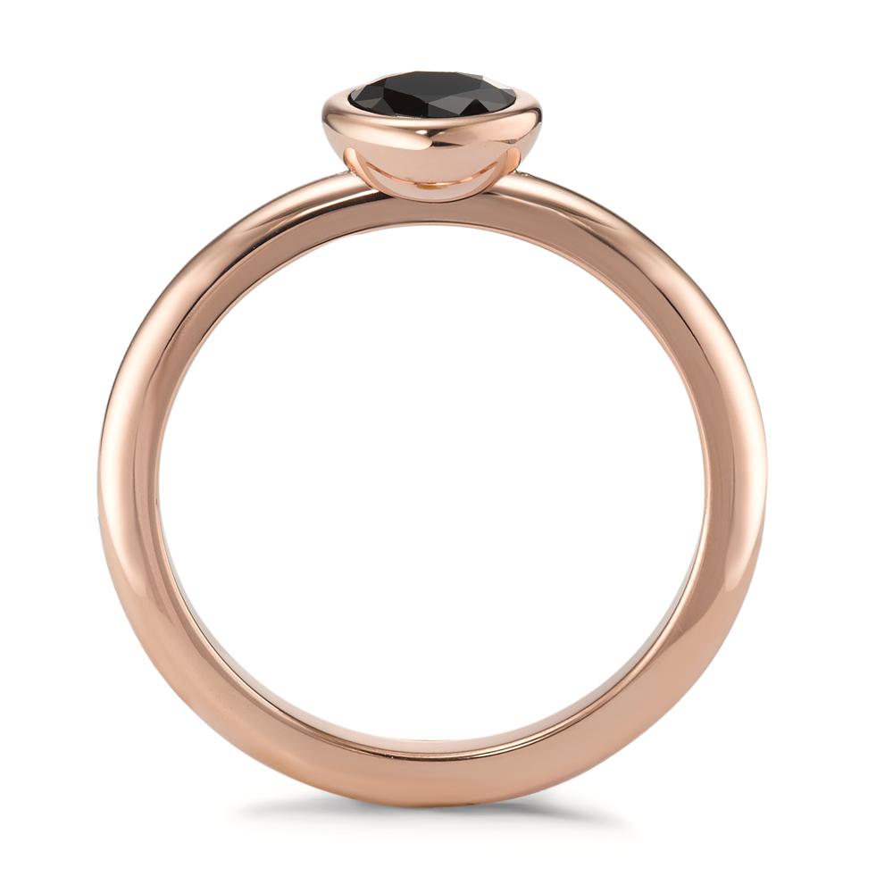 Fingerring Edelstahl Zirkonia schwarz rosé IP beschichtet Ø7 mm