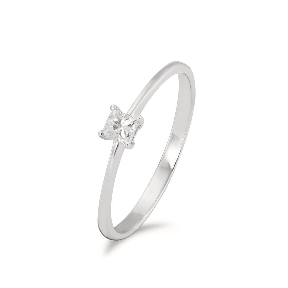 Fingerring 585/14 K Weissgold Diamant 0.15 ct, Carrée, w-si