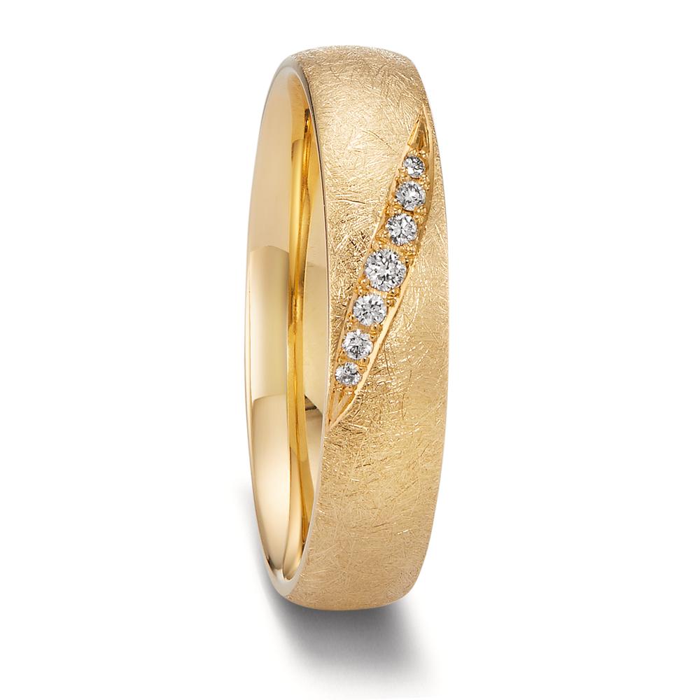 Partnerring 750/18 K Gelbgold Diamant 0.066 ct, 7 Steine, tw-vsi