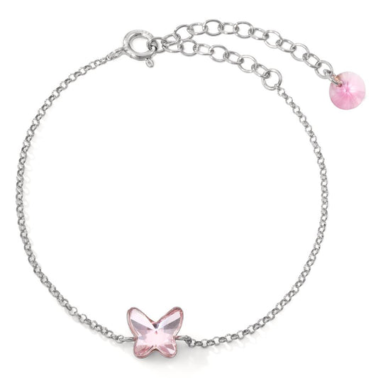 Armband Silber Zirkonia rosa, 2 Steine rhodiniert Schmetterling verstellbar