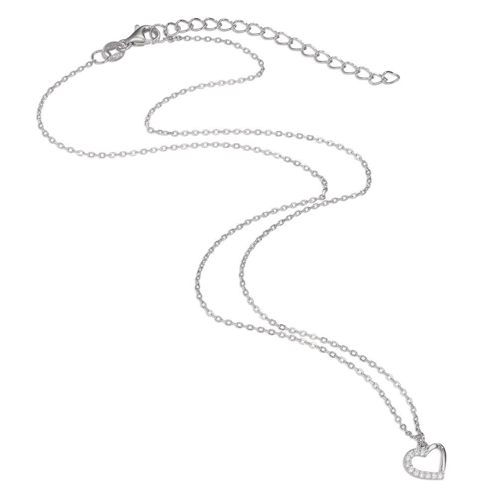 Collier Silber Zirkonia 11 Steine rhodiniert Herz verstellbar Ø8.5 mm