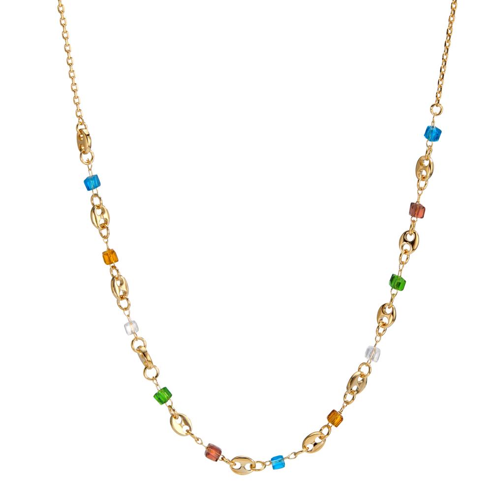 Collier Bronze Kristall bunt, 11 Steine vergoldet verstellbar