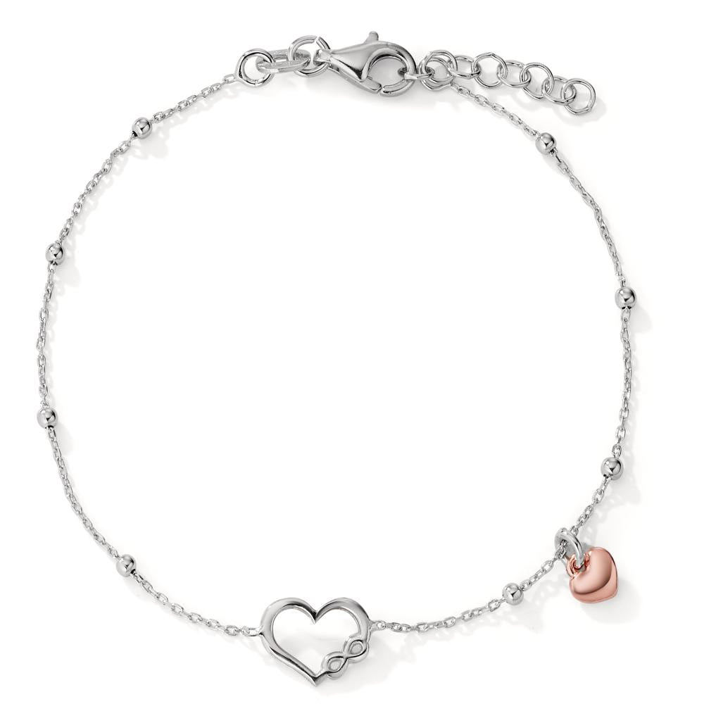 Armband Silber rosé bicolor Herz verstellbar