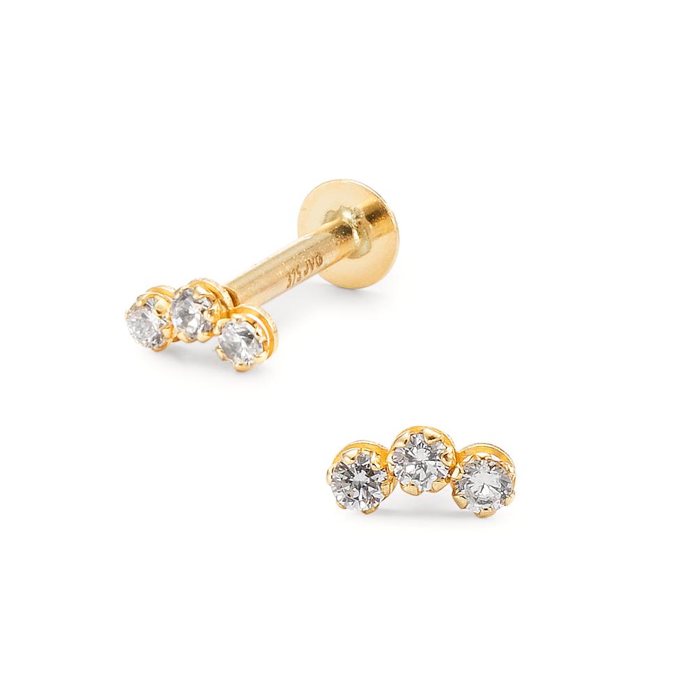 Piercing 375/9 K Gelbgold Zirkonia 3 Steine